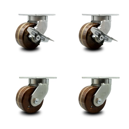 Service Caster 6 Inch Heavy Duty High Temp Phenolic Caster Swivel Locks 2 Brakes SCC, 4PK SCC-KP92S630-PHRHT-SLB-BSL-2-BSL-2